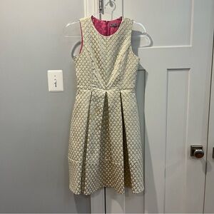 Eliza J gold and cream pleated dress